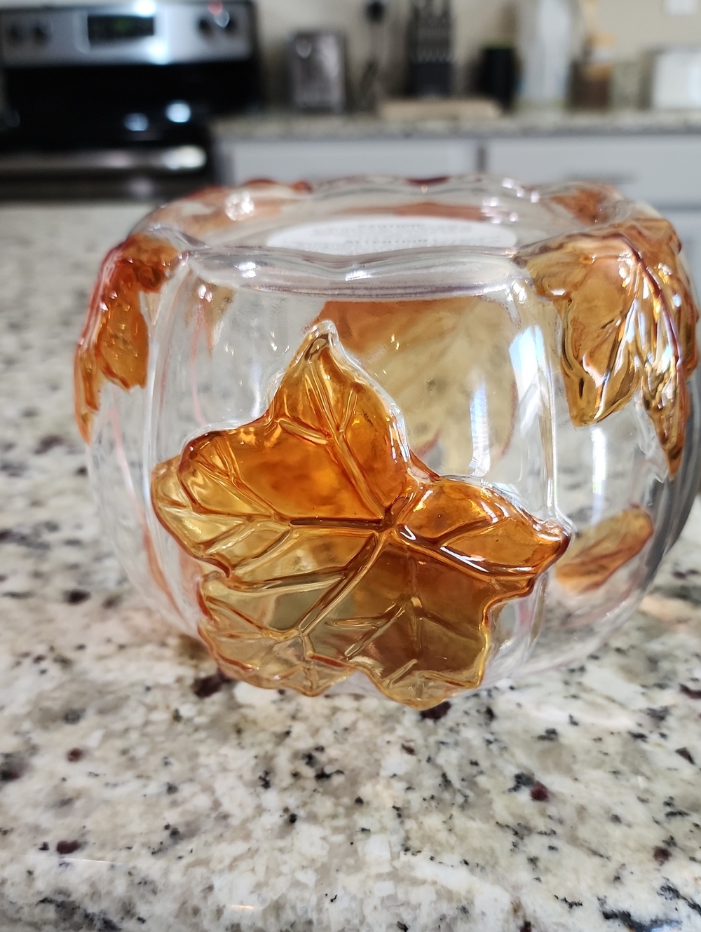 Glass Candle Holder - Leaves